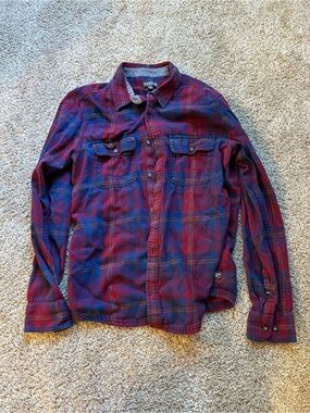 Toad&Co Red and Blue Plaid Shirt 100% Organic Cotton Men’s Medium